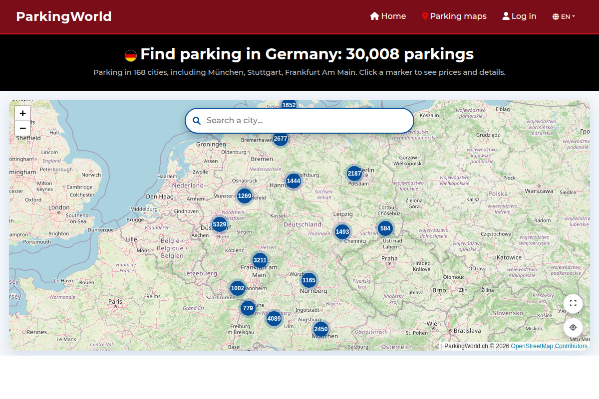 Carte ParkingWorld de l Allemagne